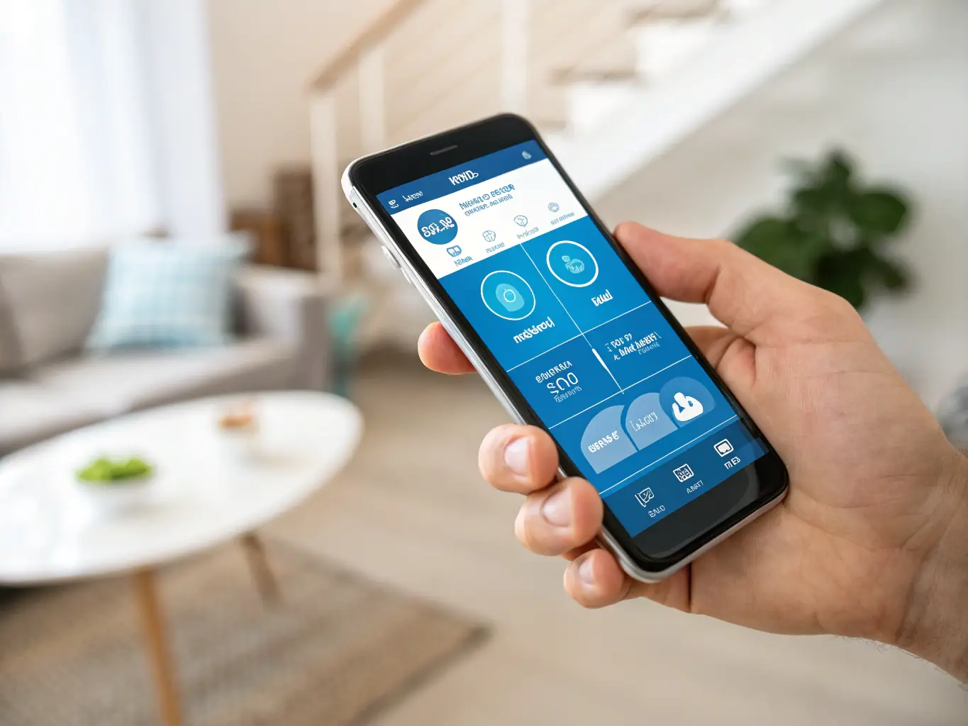 A smartphone displaying the Midea air conditioner control app, illustrating the convenience of remote management and smart home integration.