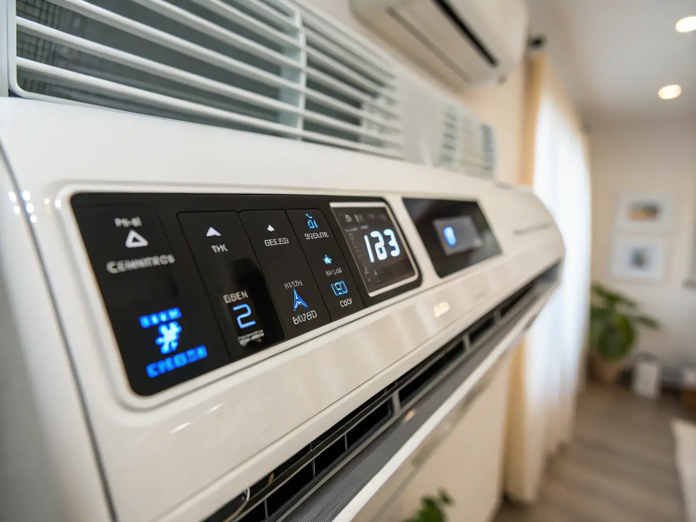 A Midea wall-mounted air conditioner showcasing its sleek design and digital display, highlighting its modern aesthetic and user-friendly interface.